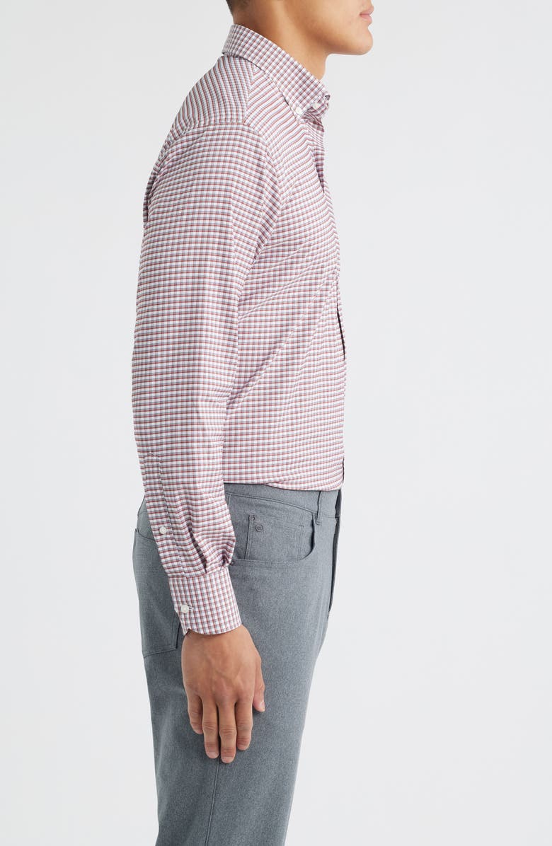 Peter Millar Cashiers Shadow Check Performance Twill Button-Down Shirt, Alternate, color, Sparrow Red