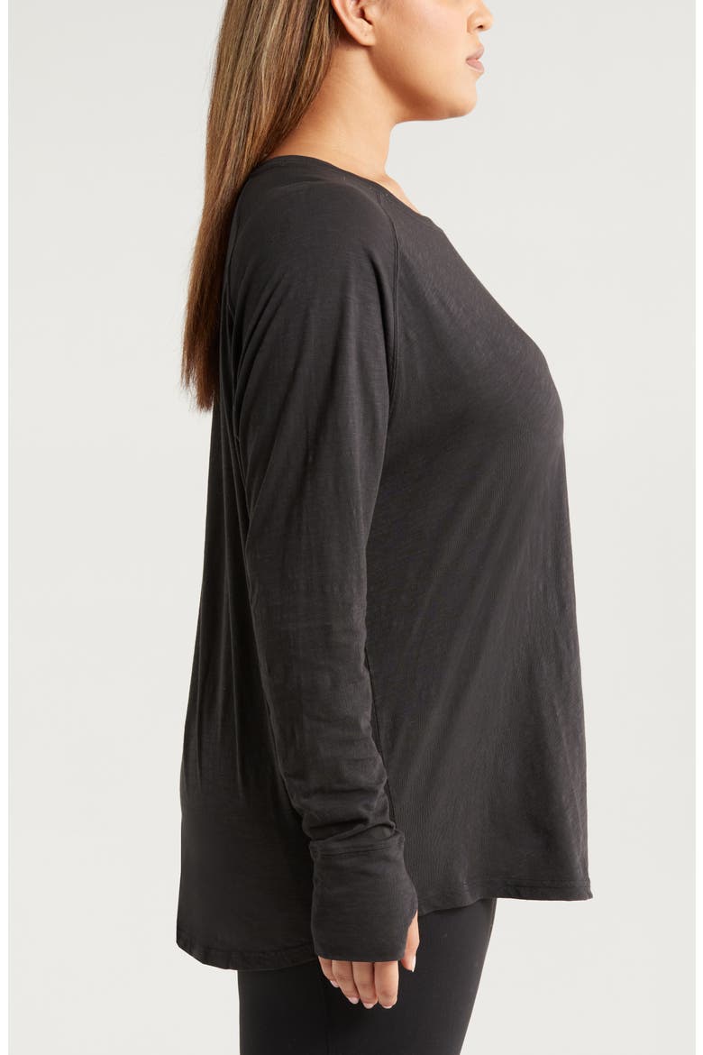 Relaxed Washed Cotton Top, Alternate, color, BLACK