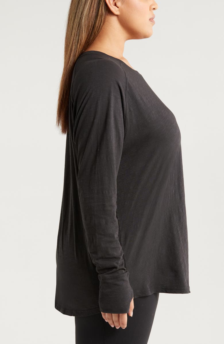 Zella Relaxed Washed Cotton Top, Alternate, color, Black
