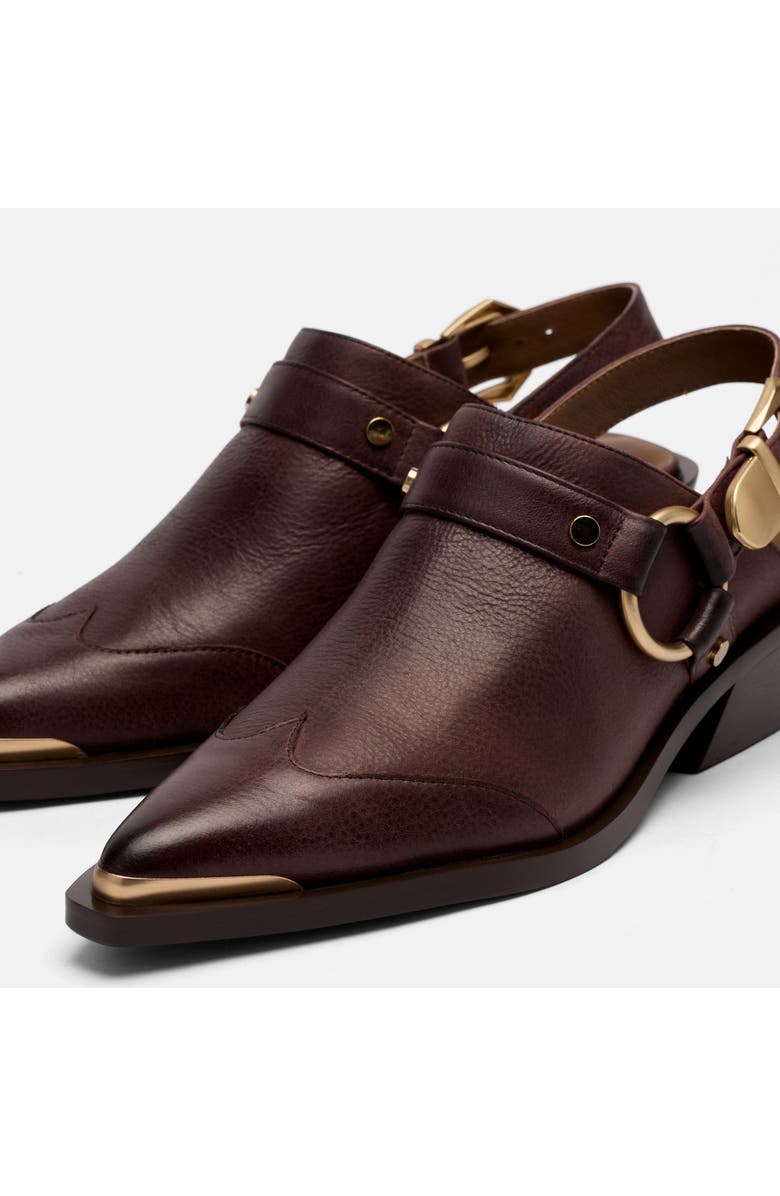 MARC NOLAN Frontier Calf Leather Western Slingbacks, Alternate, color, Brown