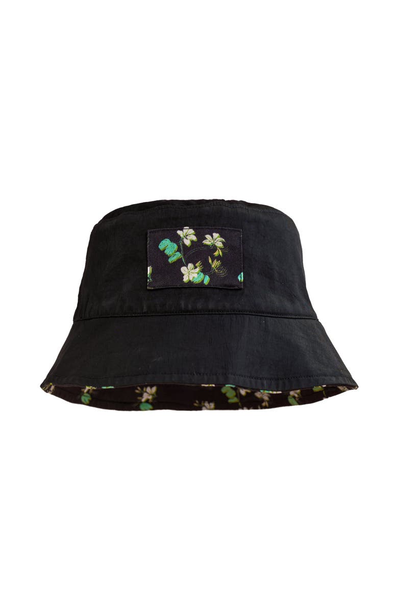 Lost Pattern "Beach Blossom" Reversible Bucket Hat, Main, color, Black