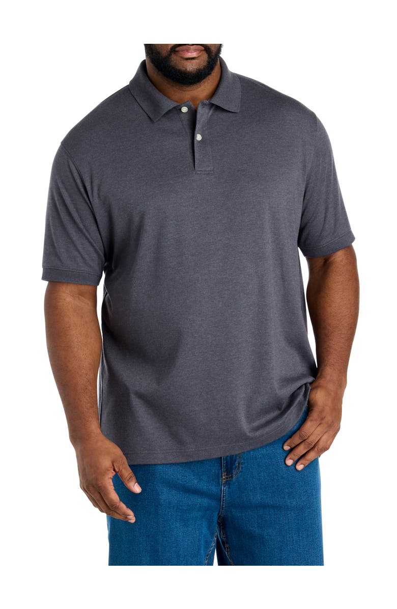 Harbor Bay by DXL Big & Tall Interlock Polo Shirt, Main, color, Gray Night Pd