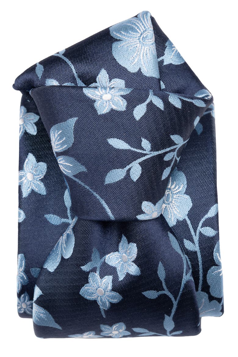 Silvio - Silk Jacquard Tie for Men, Alternate, color, Navy
