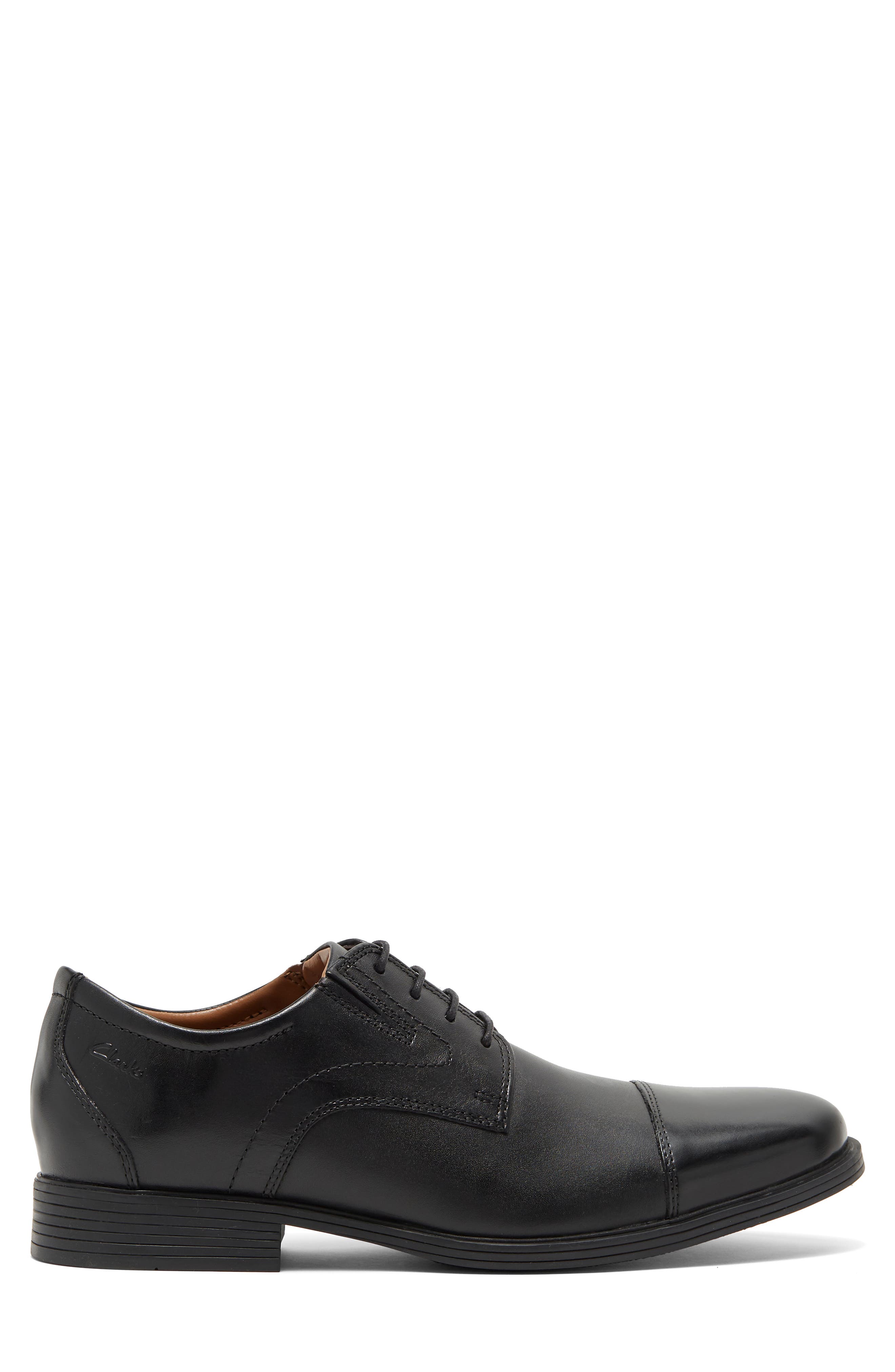 Clarks<sup>®</sup> Whiddon Cap Toe Oxford - Wide Width Available, Alternate, color, Black Leat