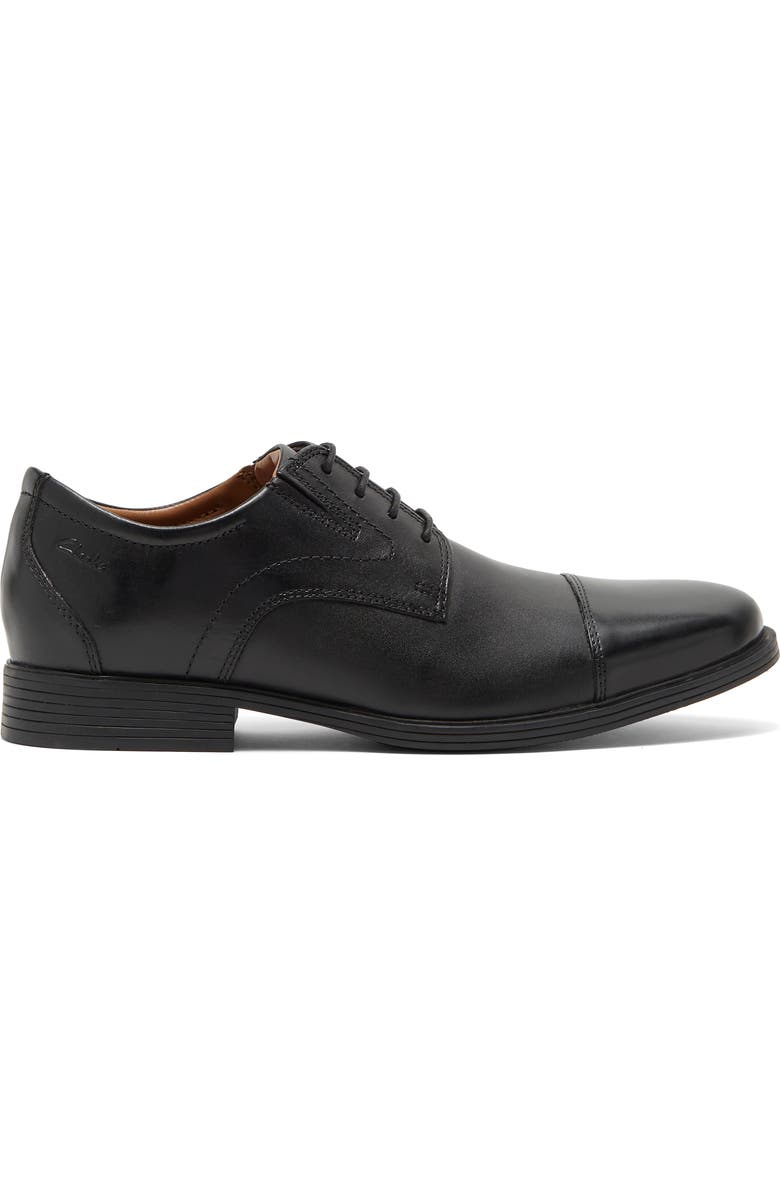Clarks<sup>®</sup> Whiddon Cap Toe Oxford - Wide Width Available, Alternate, color, Black Leat