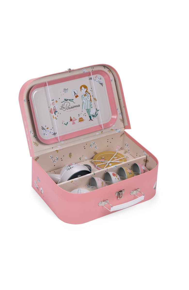 Moulin Roty Suitcase New Tea Party Metal Set The Parisiennes, Alternate, color, Pink