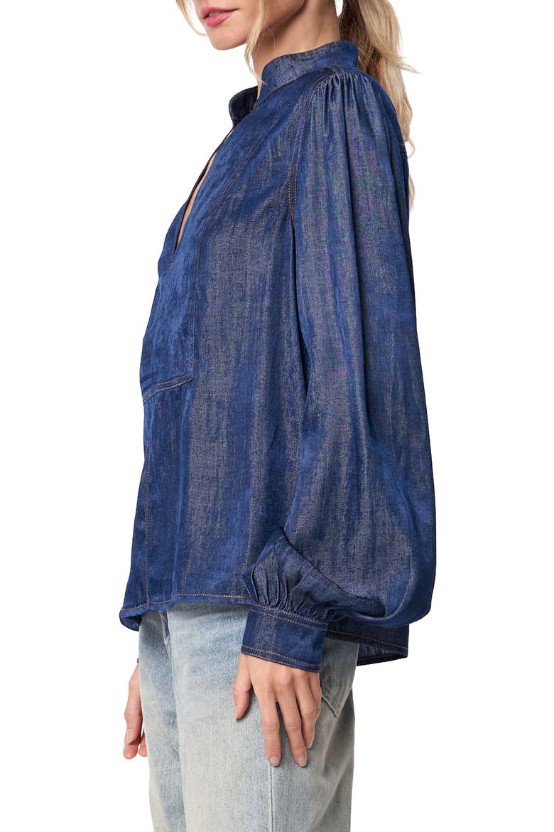 Xavia Split Neck Top, Alternate, color, BLUE