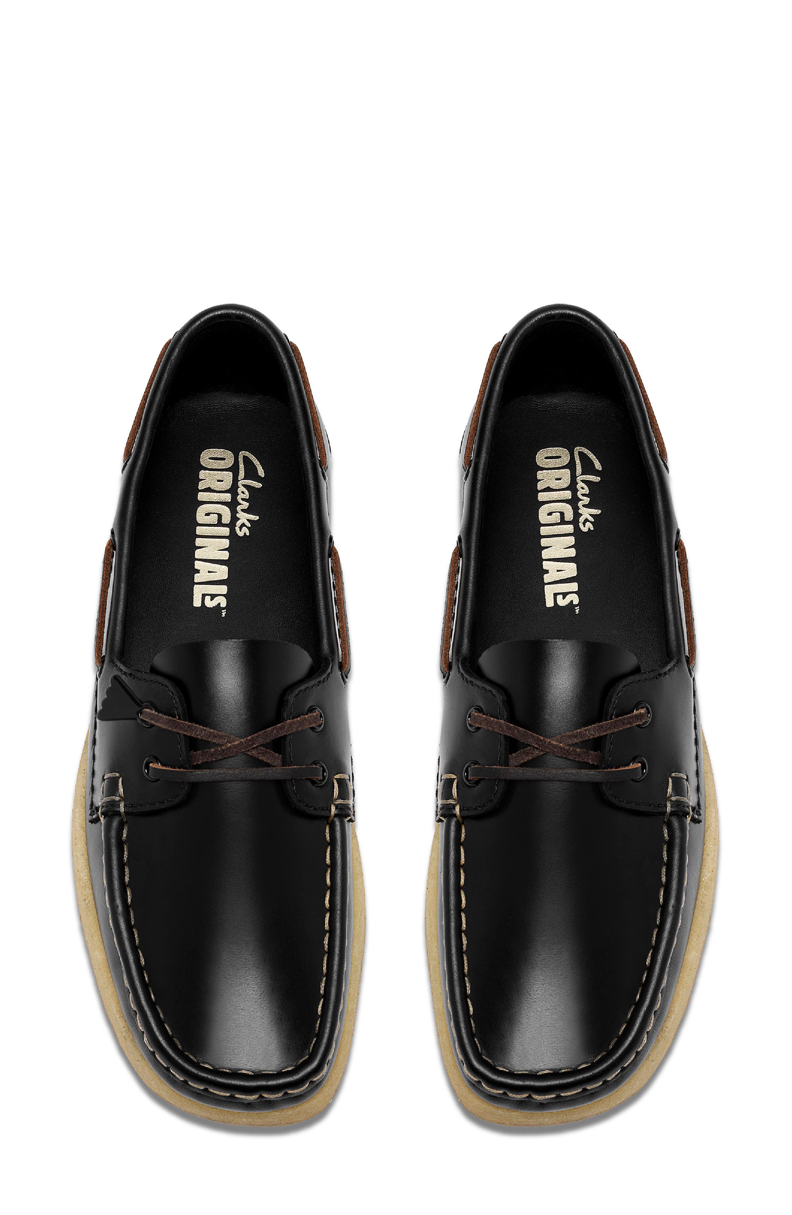 Godney Leather Boat Shoe, Alternate, color, BLACK LEAT