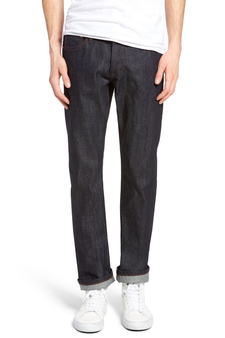 UB301 Straight Leg Raw Selvedge Jeans, Main, color, INDIGO