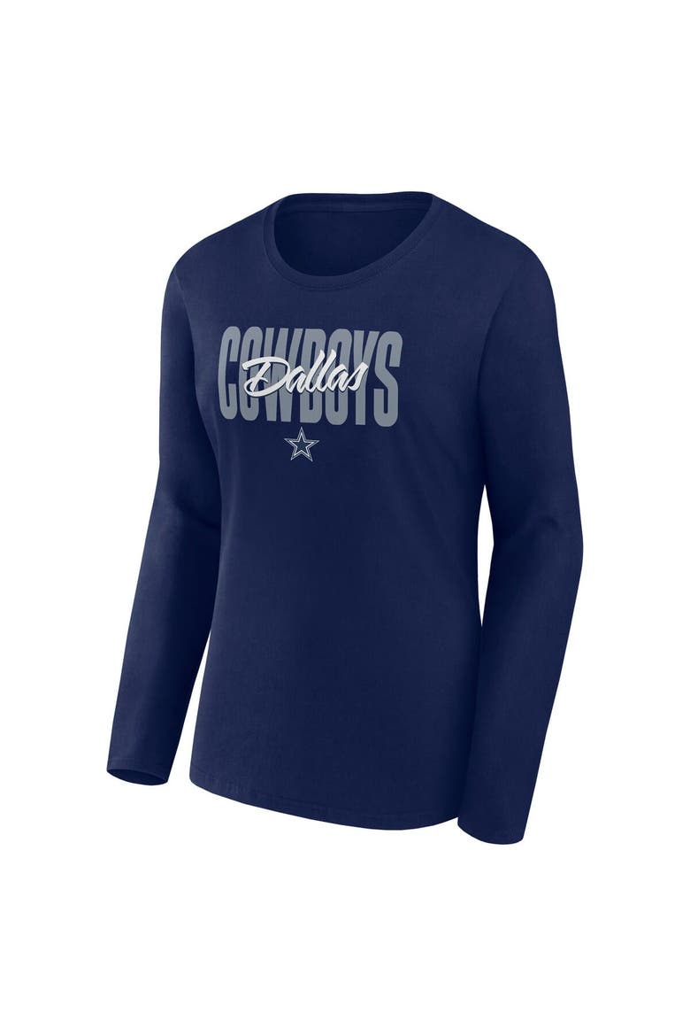 Women's Fanatics Navy Dallas Cowboys Long Sleeve Scoop Neck T-Shirt, Alternate, color, Navy