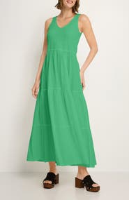 LASCANA Smocked V-Neck Maxi Dress