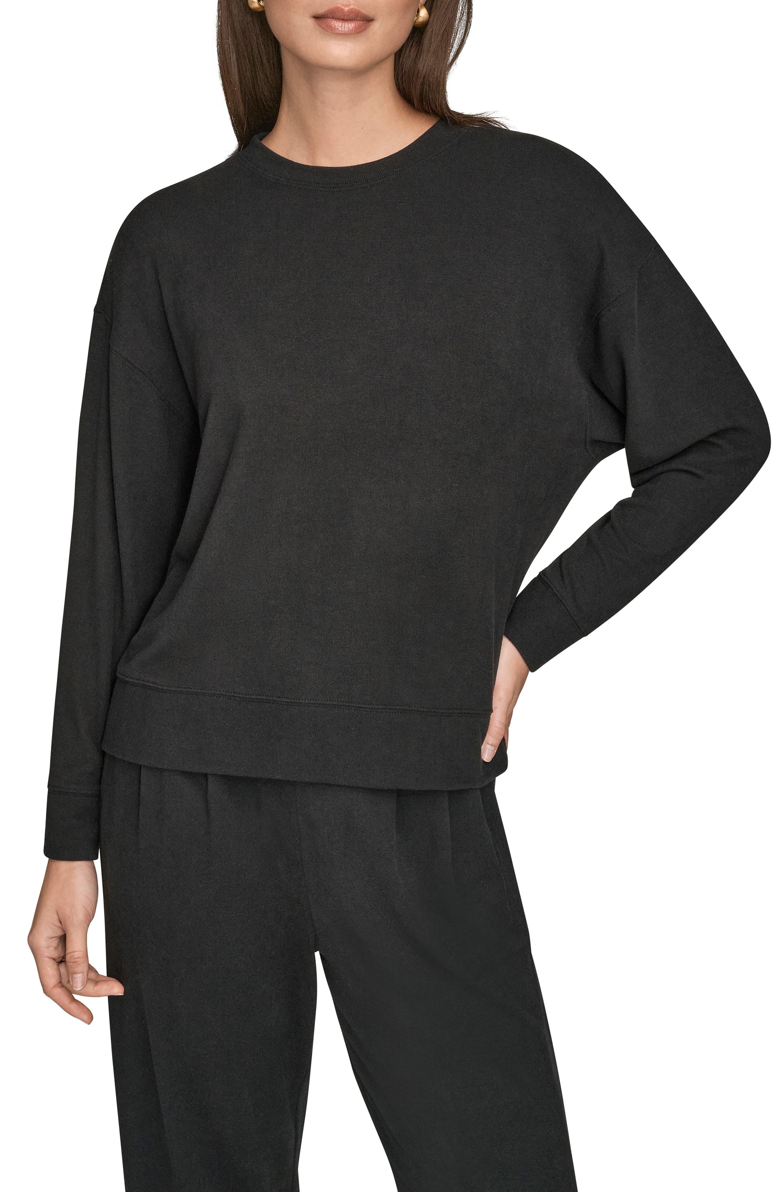 Donna Karan New York Dropped Shoulder Sweatshirt In Black