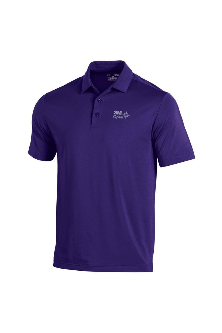 Men's Under Armour Purple 3M Open T2 Green Polo, Alternate, color, Purple