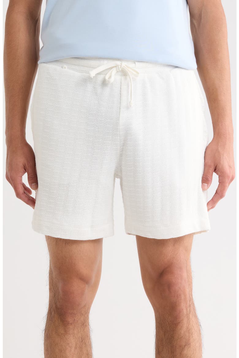 Textured Cotton Blend Drawstring Shorts, Main, color, OFF WHITE