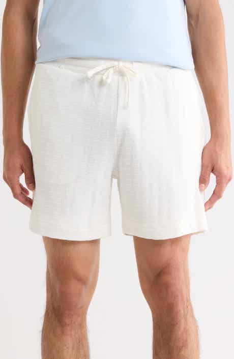 DENIM AND FLOWER Textured Cotton Blend Drawstring Shorts