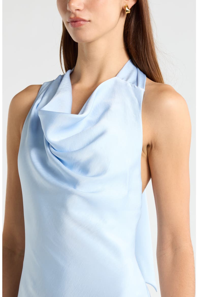 Varya Cowl Neck Satin Maxi Slipdress, Alternate, color, BABY BLUE
