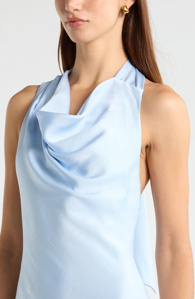 ASTR the Label Varya Cowl Neck Satin Maxi Slipdress, Alternate, color, Baby Blue