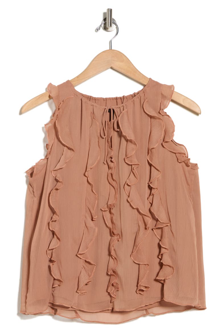 Ruffle Sleeveless Top, Alternate, color, MOCHA MOUSSE
