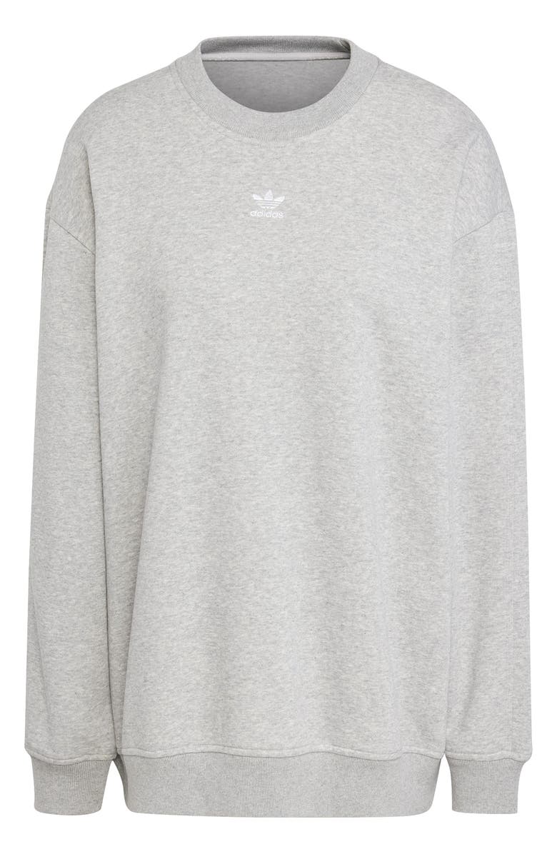 adidas Originals Essentials Oversize Crewneck Sweatshirt, Alternate, color, Medium Grey Heather