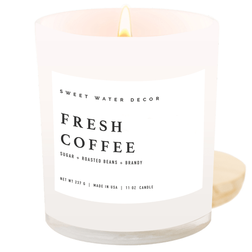 SWEET WATER DECOR 11oz White Jar Candle - Sweet Scents in Fresh Coffee  product