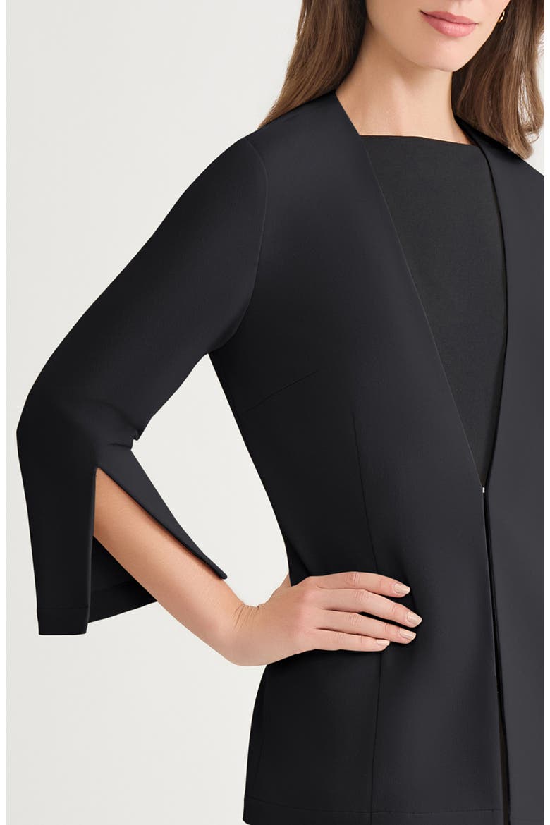 Tailored Slit Cuff Crepe Jacket, Alternate, color, BLACK