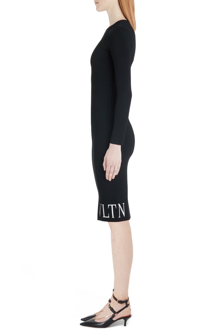 VLTN Logo Long Sleeve Sweater Dress, Alternate, color, 0NA-BLACK/ IVORY
