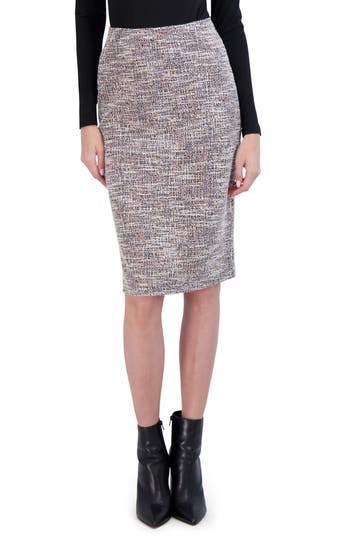 Ookie & Lala Womens Tweed Pull On Pencil Skirt In Multi