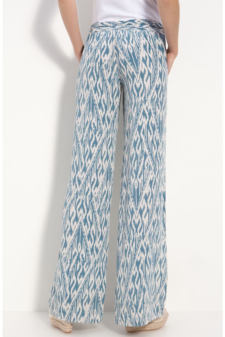 'Aryn' Ikat Silk Wide Leg Pants, Alternate, color, CYAN