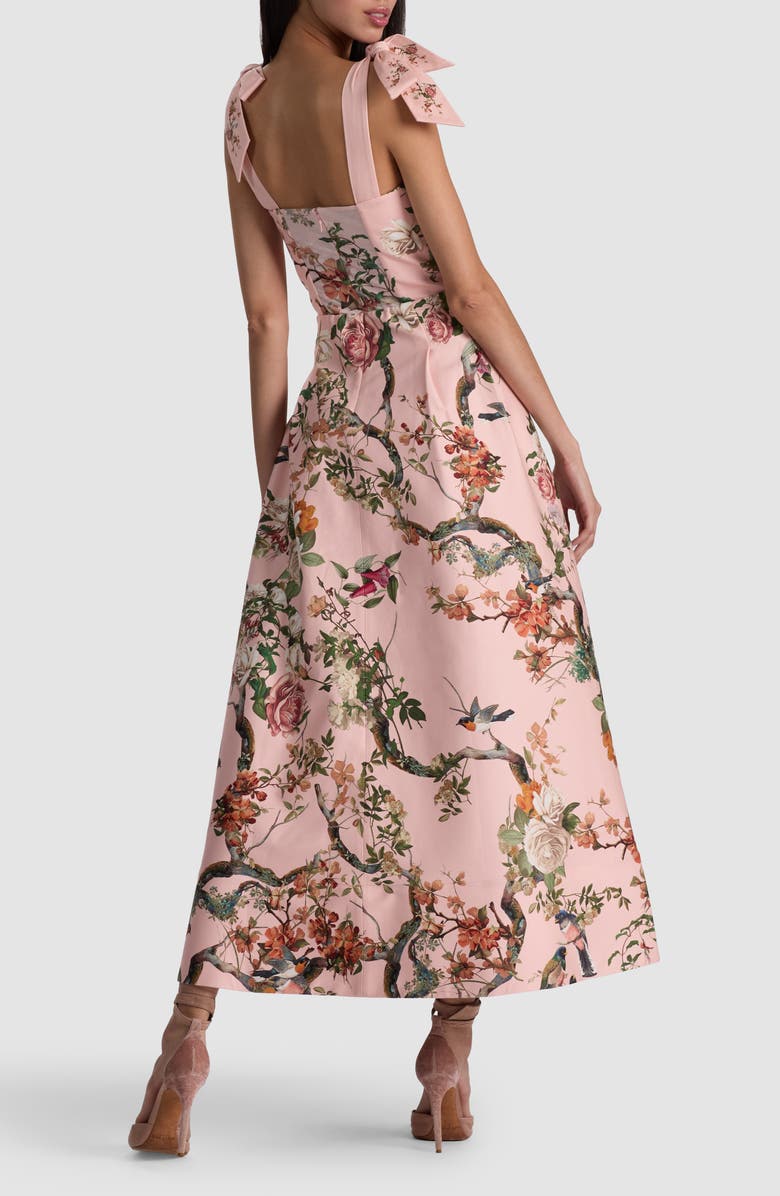 Alice + Olivia Hana Mixed Print Tie Strap Cotton Blend Dress, Alternate, color, Sunset Grove English Rose