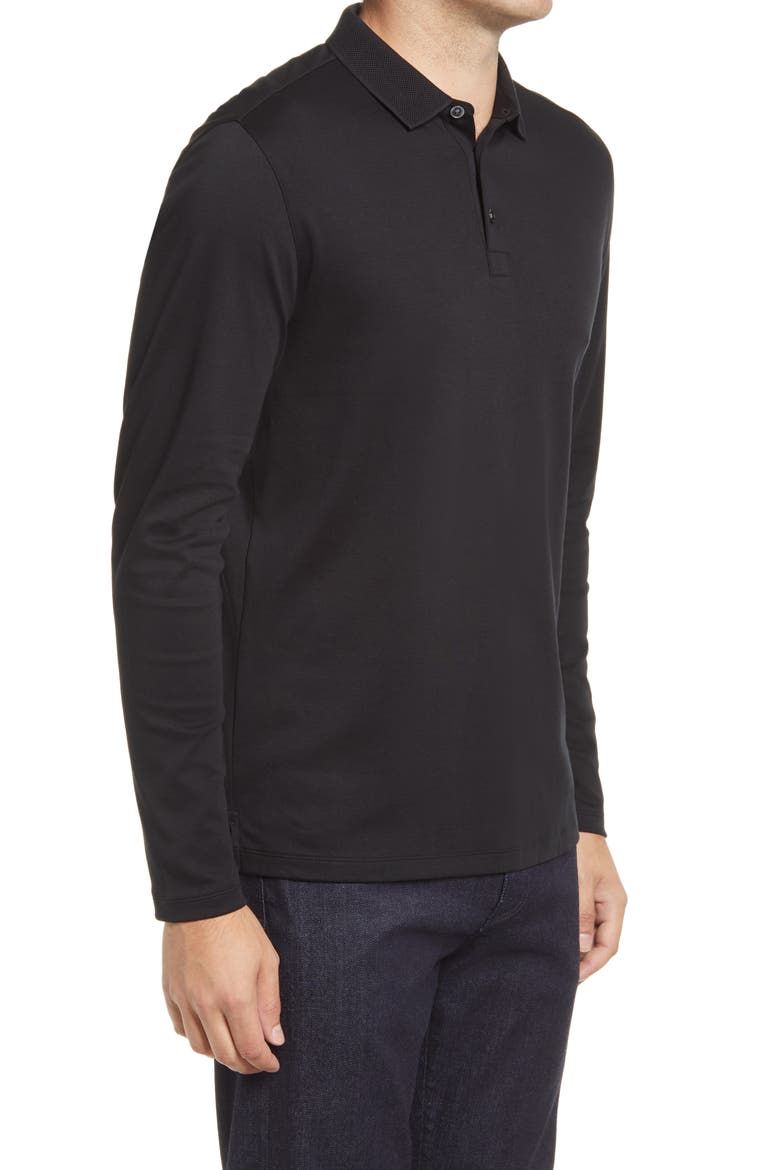 Georgia Long Sleeve Polo, Alternate, color, BLACK