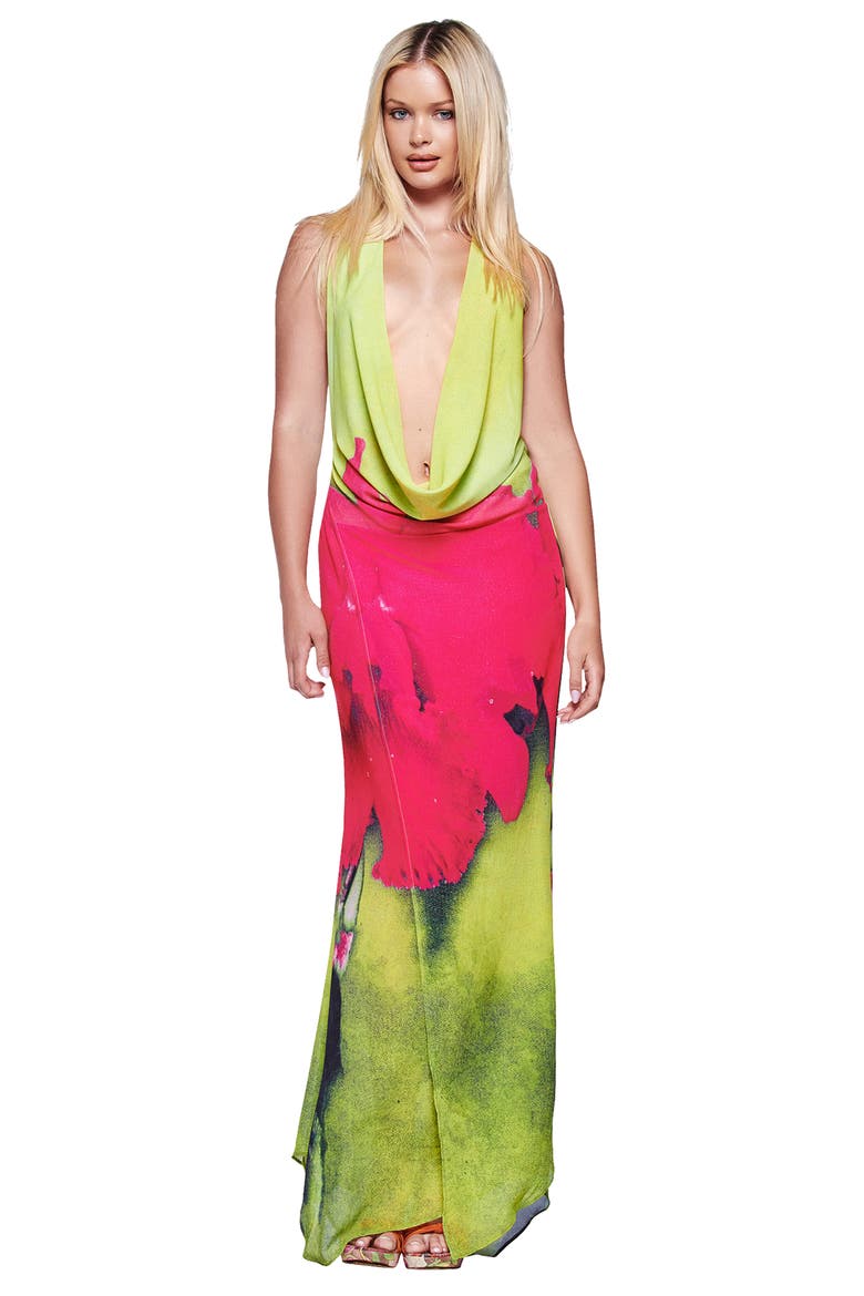 Samantha Halter Maxi Dress, Alternate, color, ORCHID PRINT