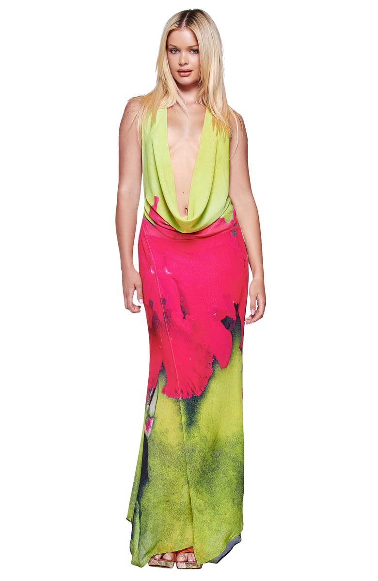 I.AM.GIA Samantha Halter Maxi Dress, Alternate, color, Orchid Print