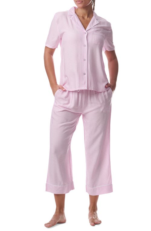 Splendid Women's 2-piece Button-front Shirt & Crop Pant Pajamas In Eight Fder Stripe