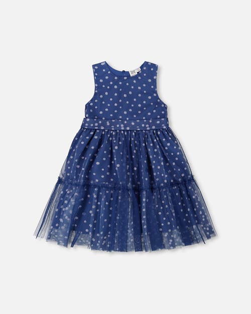 Deux Par Deux Girls' Printed Tiered Dress With Daisy Print - Big Kid In Bleu With Daisy Print