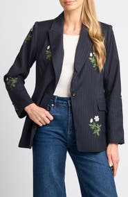 Ted Baker Arden Embroidered Pinstripe Blazer