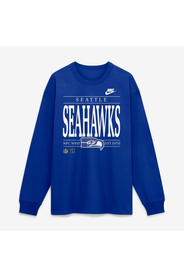 Men's Nike Royal Seattle Seahawks Red Zone Long Sleeve Max90 T-Shirt, Main, color, Royal