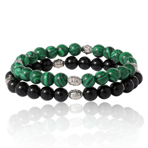 Two-Piece Stone Beaded Stretch Bracelets