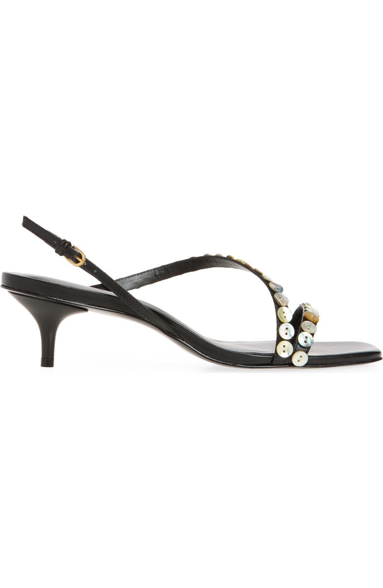 Reformation Shoshana Sandal, Alternate, color, Black Leather Shell Buttons