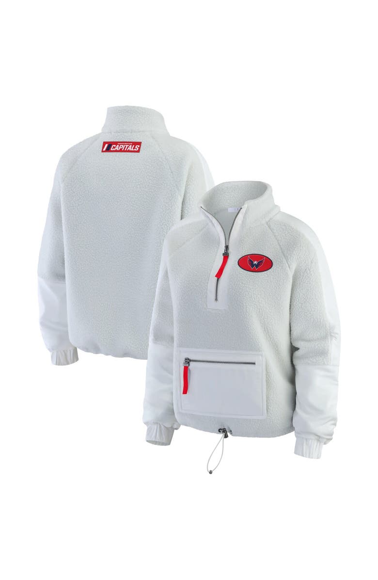 WEAR by Erin Andrews Women's WEAR by Erin Andrews Gray Washington Capitals Polar Fleece Quarter-Zip Jacket, Main, color, Gray
