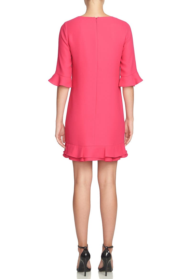 KATE 3/4 SLV RUFFLE HEM DRESS, Alternate, color, CHARM PINK