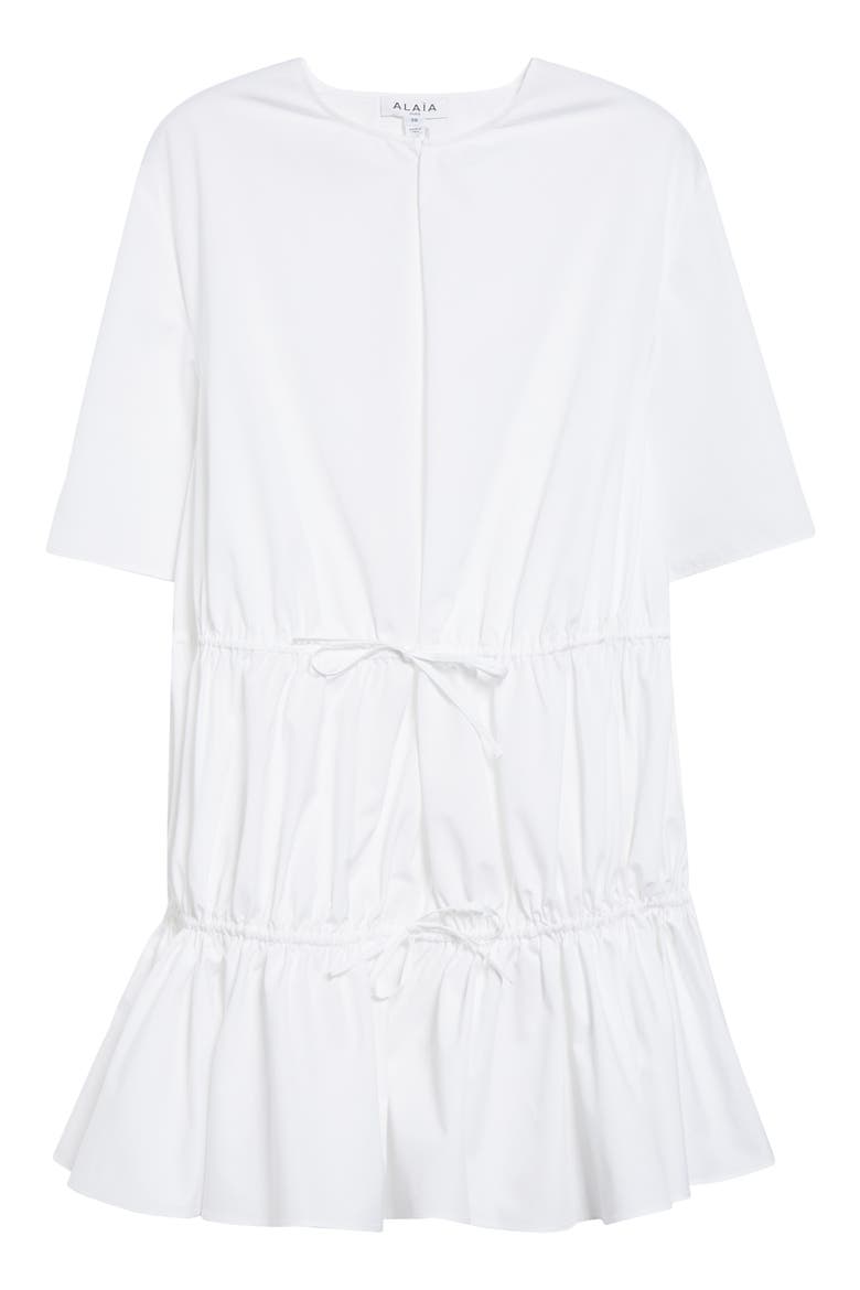 Tiered Cotton Poplin Dress, Main, color, BLANC