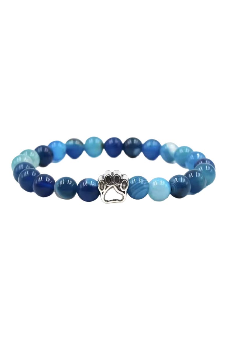 PawZee Azure Agate Paw Print Charm Bracelet, Main, color, Blue
