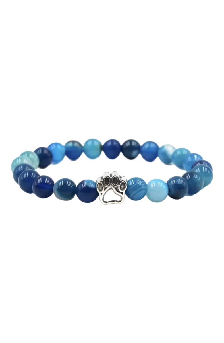 Hollywood Sensation PawZee Azure Agate Paw Print Charm Bracelet, Main, color, Blue