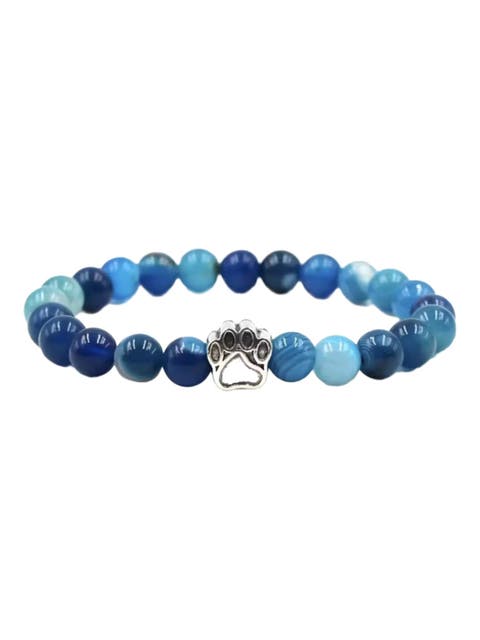 PawZee Azure Agate Paw Print Charm Bracelet
