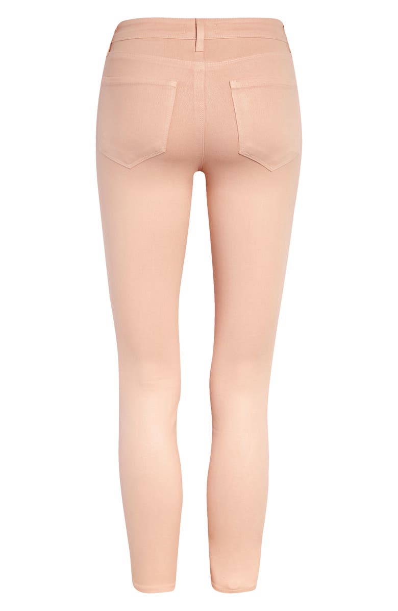 L'AGENCE Margot Coated Crop Skinny Jeans, Alternate, color, Petal Coated