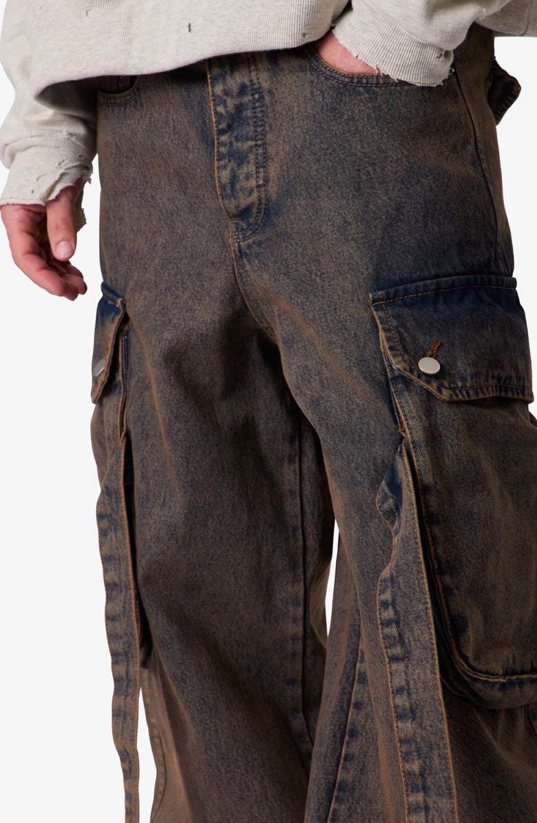 mnml Washed Cargo Jeans, Alternate, color, Washed Brown