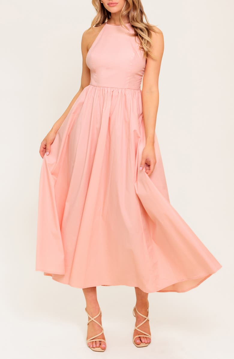 FLYING TOMATO Cross Back Midi Dress, Alternate, color, Coral