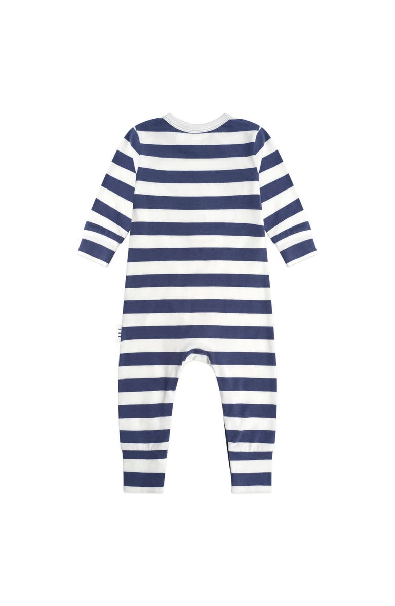 Huxbaby Stripe Huxbear Romper, Alternate, color, French Navy/Almond Milk