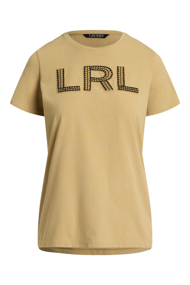 Embellished Cotton Jersey T-Shirt, Alternate, color, BIRCH TAN