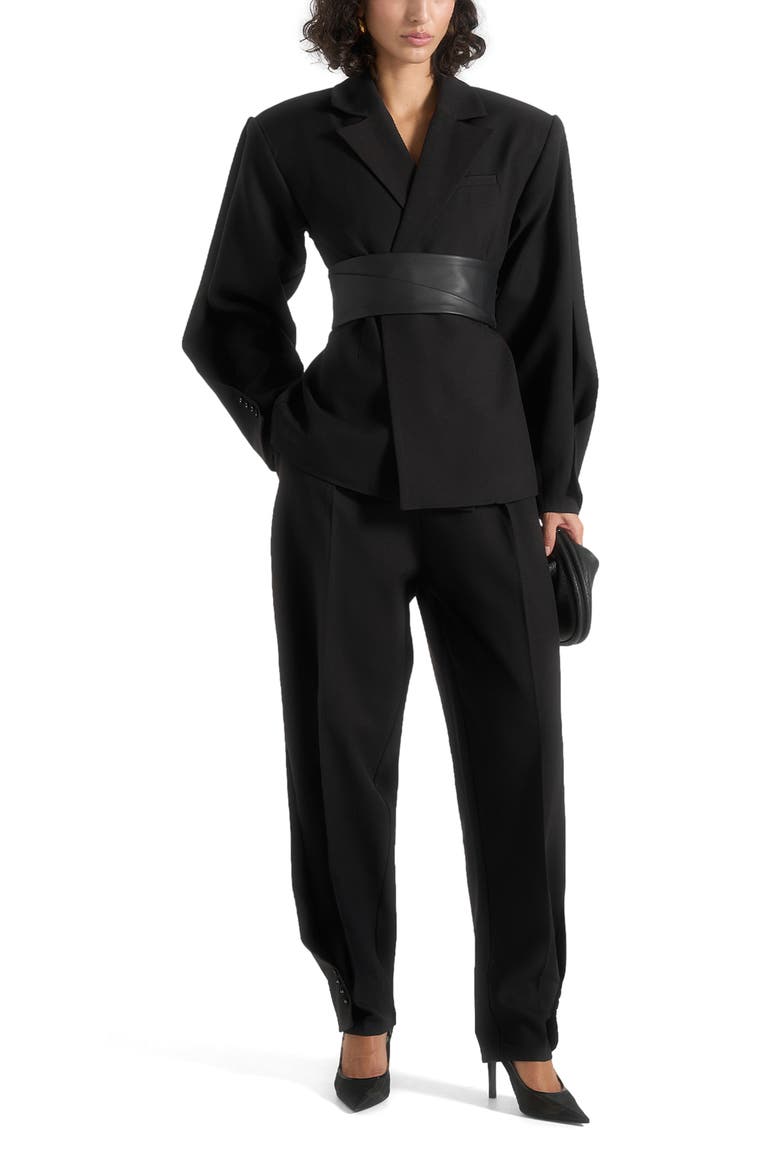 Sophie Wool Twist Leg Tailored Trousers, Alternate, color, Black